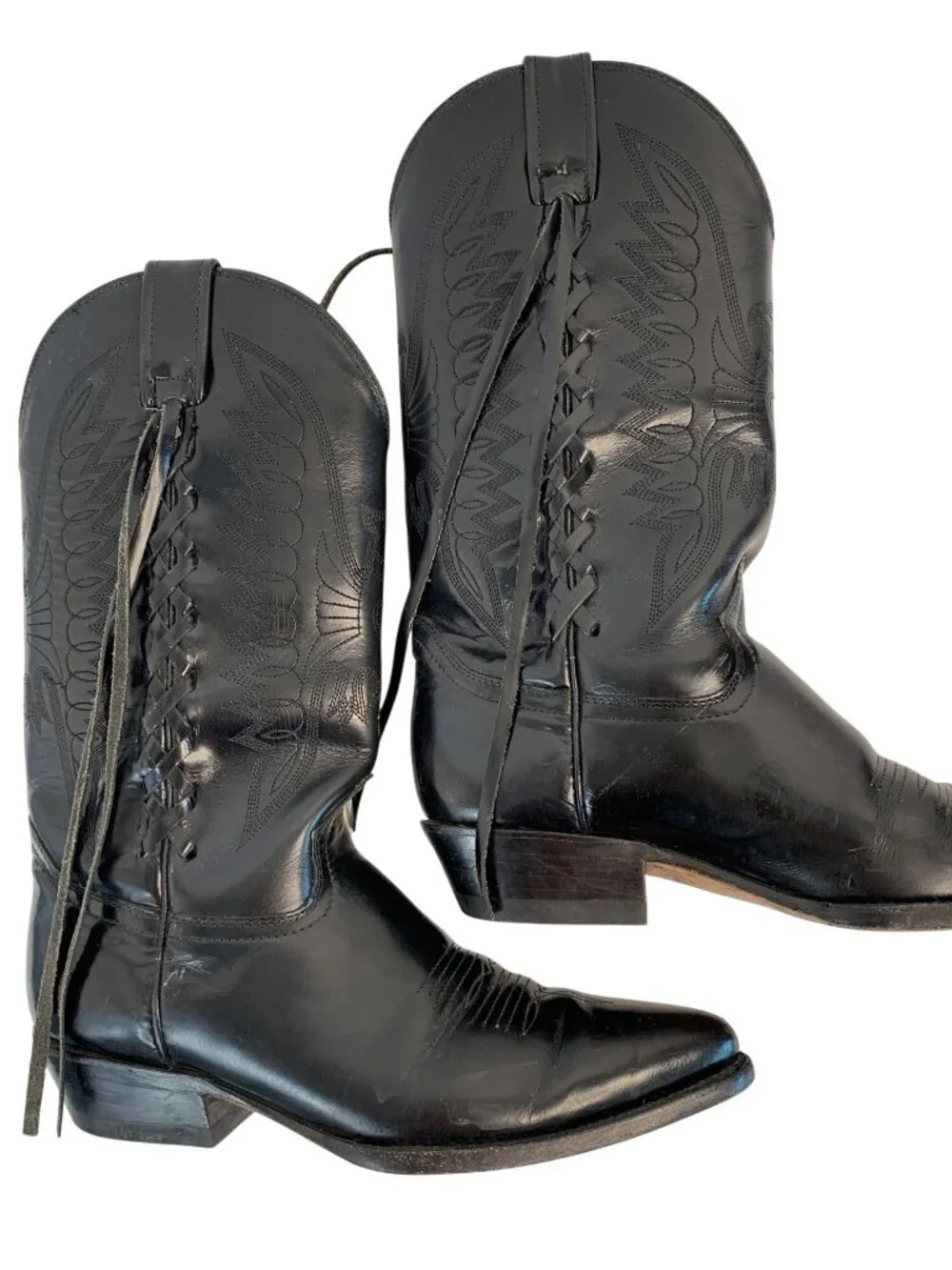 VTG Rebelde Mens Black Leather Western Cowboy Boots Size 27.5 Mexico